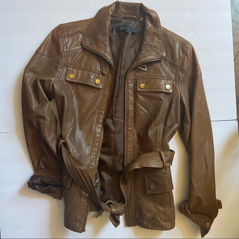 Kenneth Cole Brown Leather Jacket Small